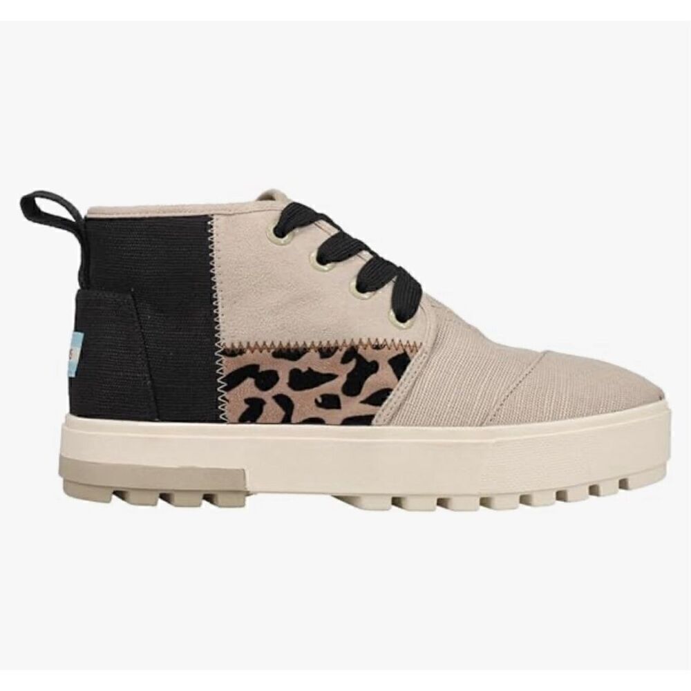 Toms Botas Lug Multi Flocked Leopard Patchwork Boots, Women’s Size 9.5